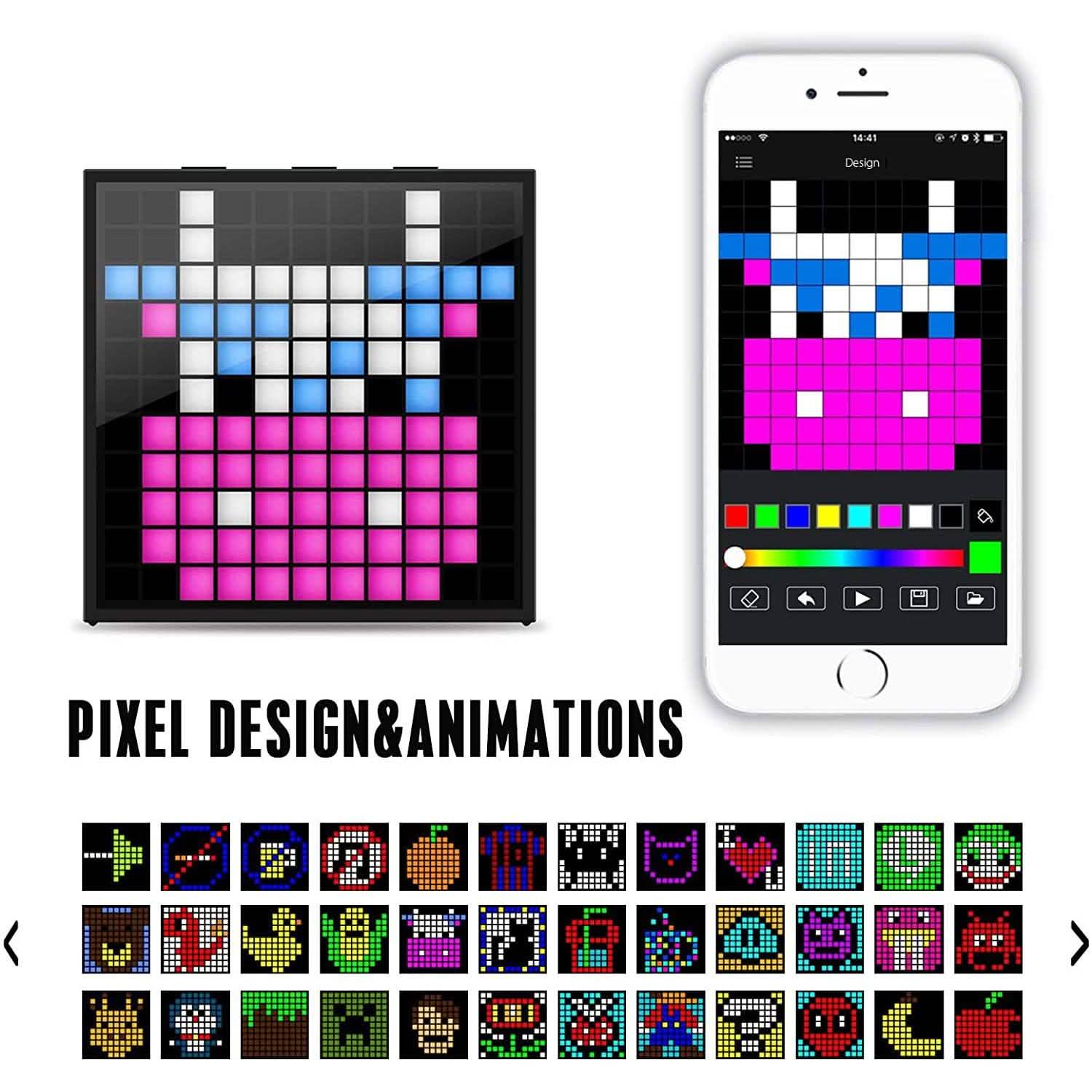 Divoom Timebox Mini Intelligent LED Light Bluetooth Speaker & Alarm w/App-Controlled