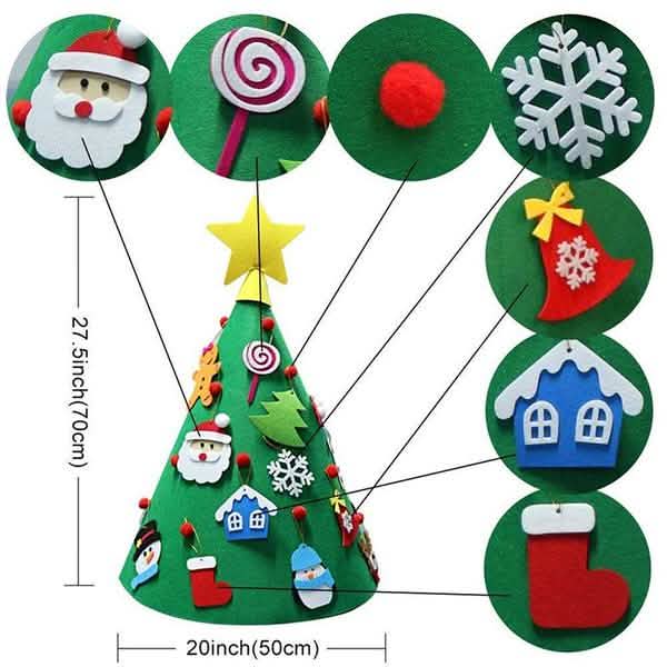 DIY 3Dフェルトクリスマスツリーアップグレード幼児用クリスマスツリー