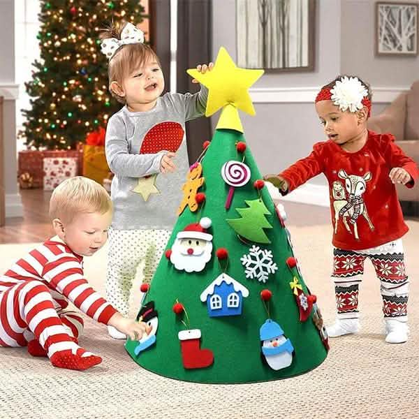 DIY 3Dフェルトクリスマスツリーアップグレード幼児用クリスマスツリー