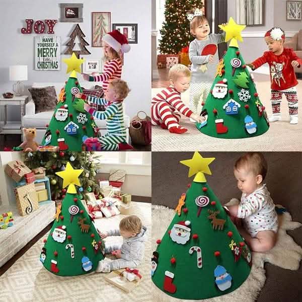 DIY 3Dフェルトクリスマスツリーアップグレード幼児用クリスマスツリー