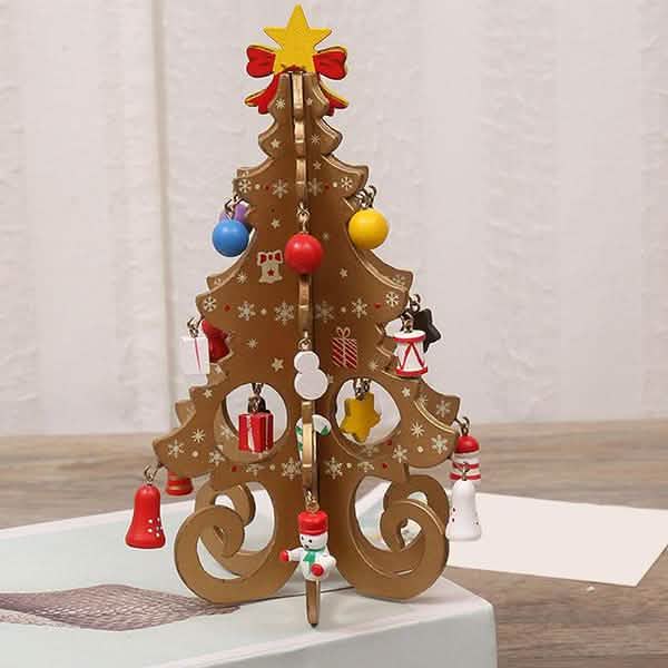 Sapin de Noël stéréo en bois à faire soi-même - Ornements de décoration de Noël