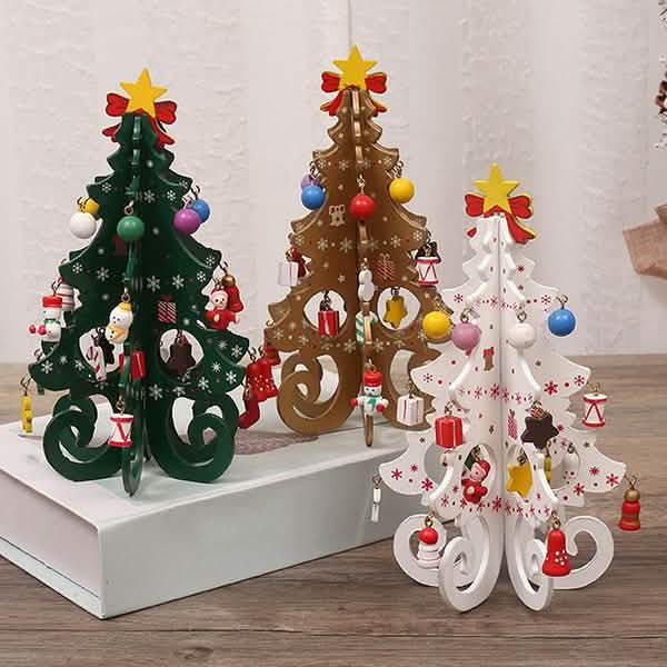 Sapin de Noël stéréo en bois à faire soi-même - Ornements de décoration de Noël