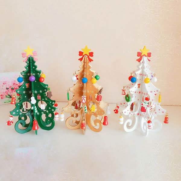 Sapin de Noël stéréo en bois à faire soi-même - Ornements de décoration de Noël