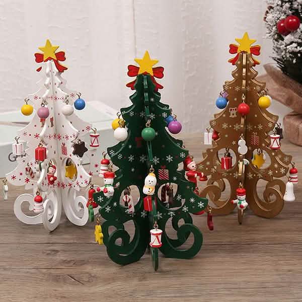 Sapin de Noël stéréo en bois à faire soi-même - Ornements de décoration de Noël