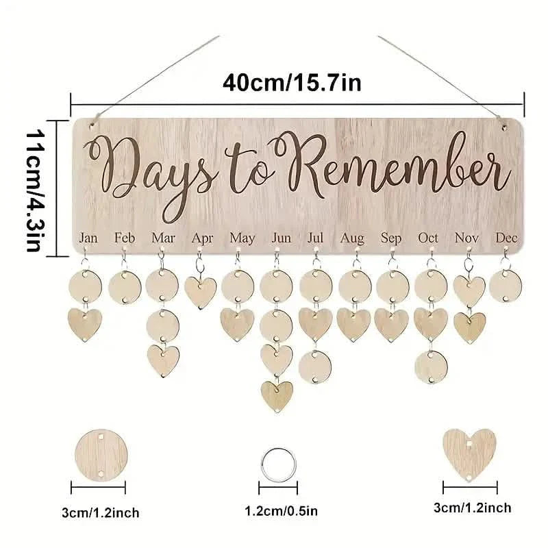 DIY Wooden Family Birthday Board Hanging Sign Pendant