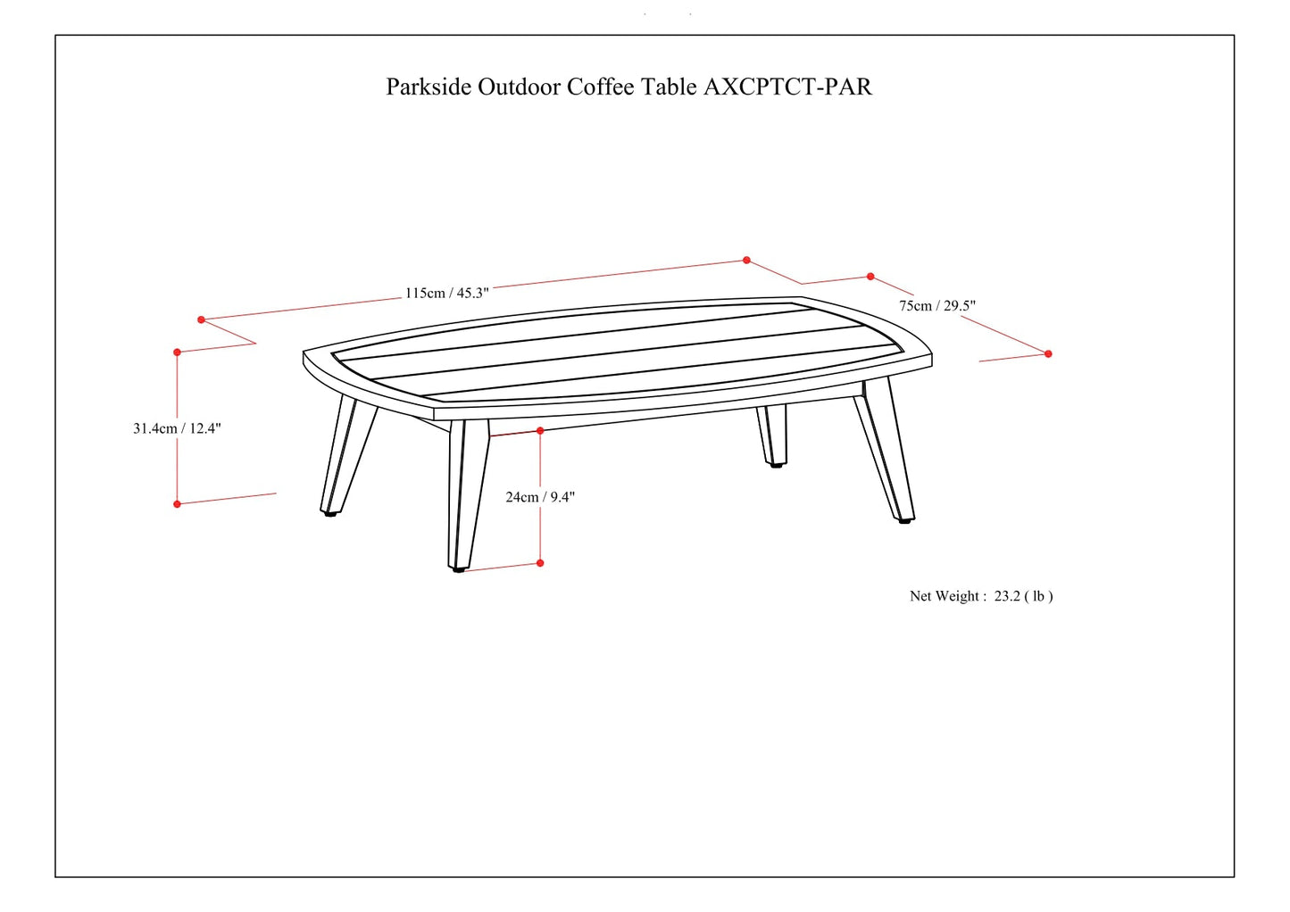 Parkside Outdoor Coffee Table - Light Teak