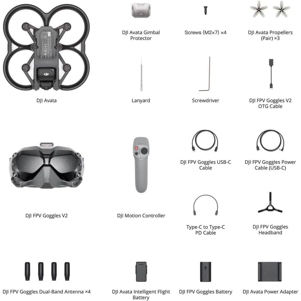 DJI Avata Fly Smart Combo (DJI FPV Goggles V2) – Drone quadricoptère UAV avec vidéo 4K stabilisée (vue à la première personne) (remis à neuf)