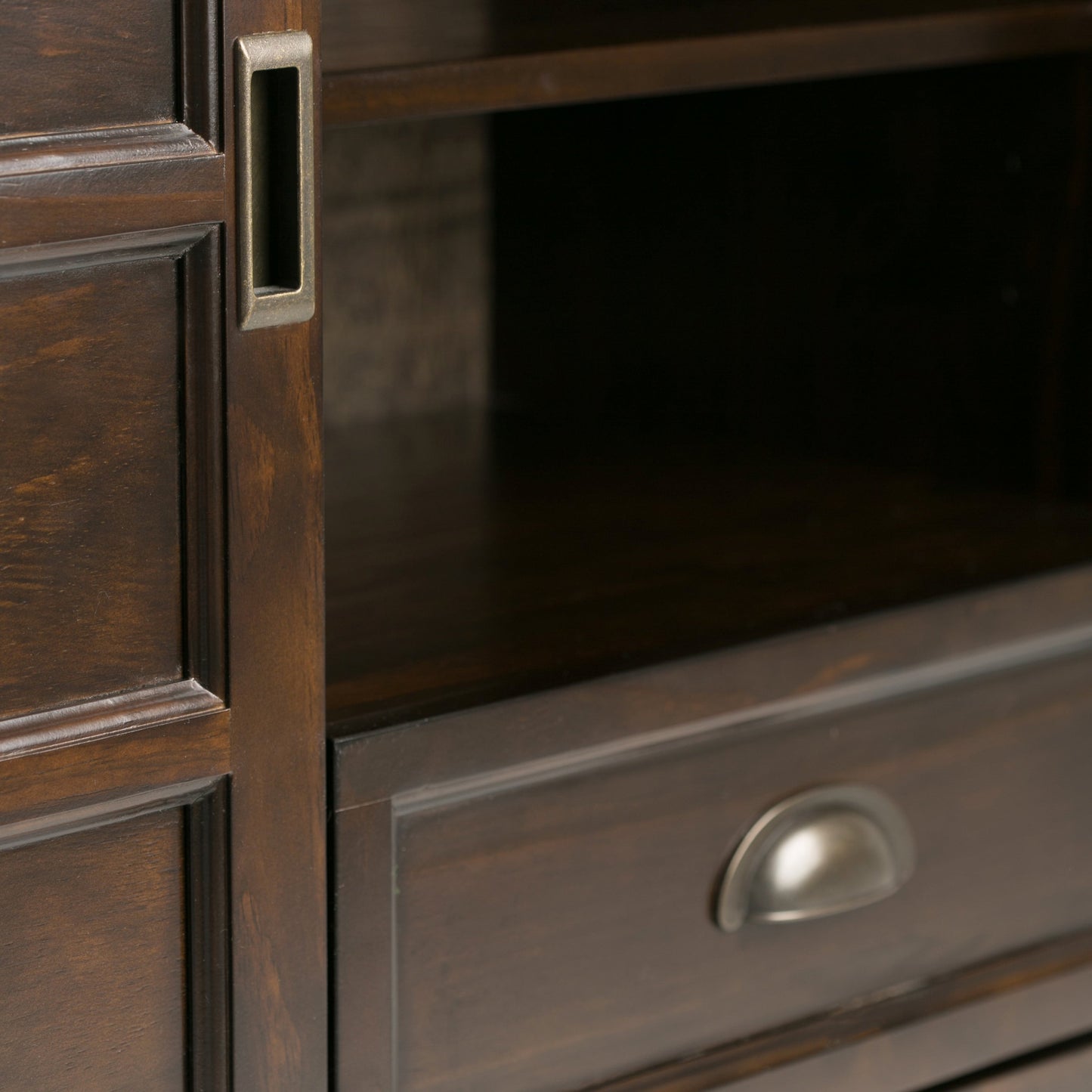 Burlington 54 Inch Wide Solid Wood Tall TV Stand in Mahogany