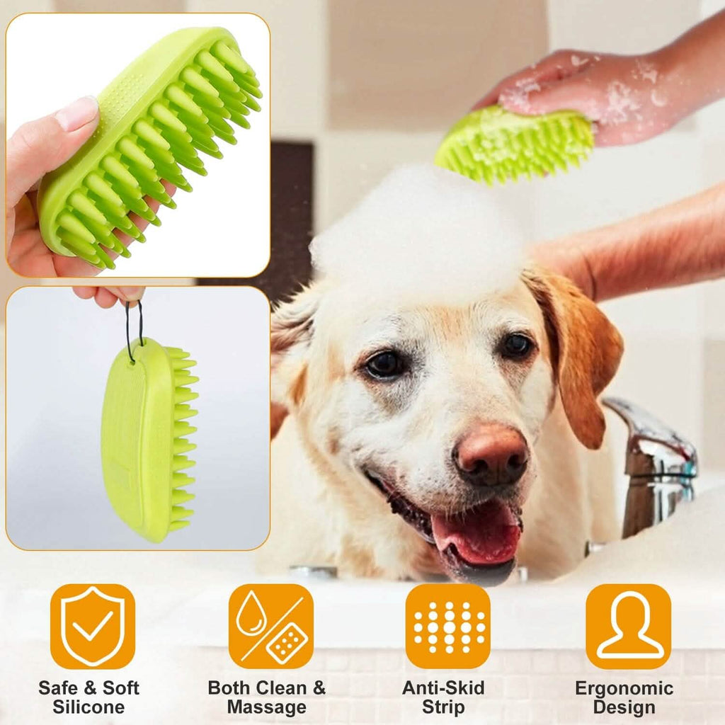 Brosse de bain pour chien antidérapante, peigne de massage en silicone pour le toilettage et la douche des animaux