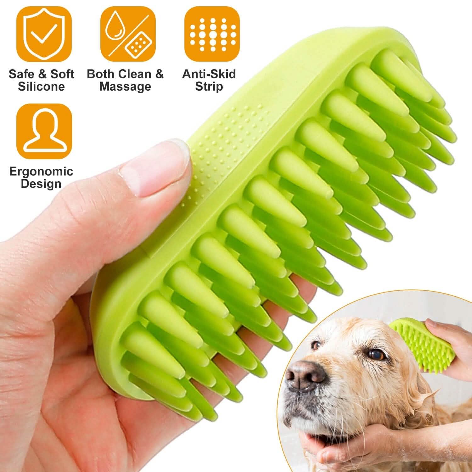 Brosse de bain pour chien antidérapante, peigne de massage en silicone pour le toilettage et la douche des animaux