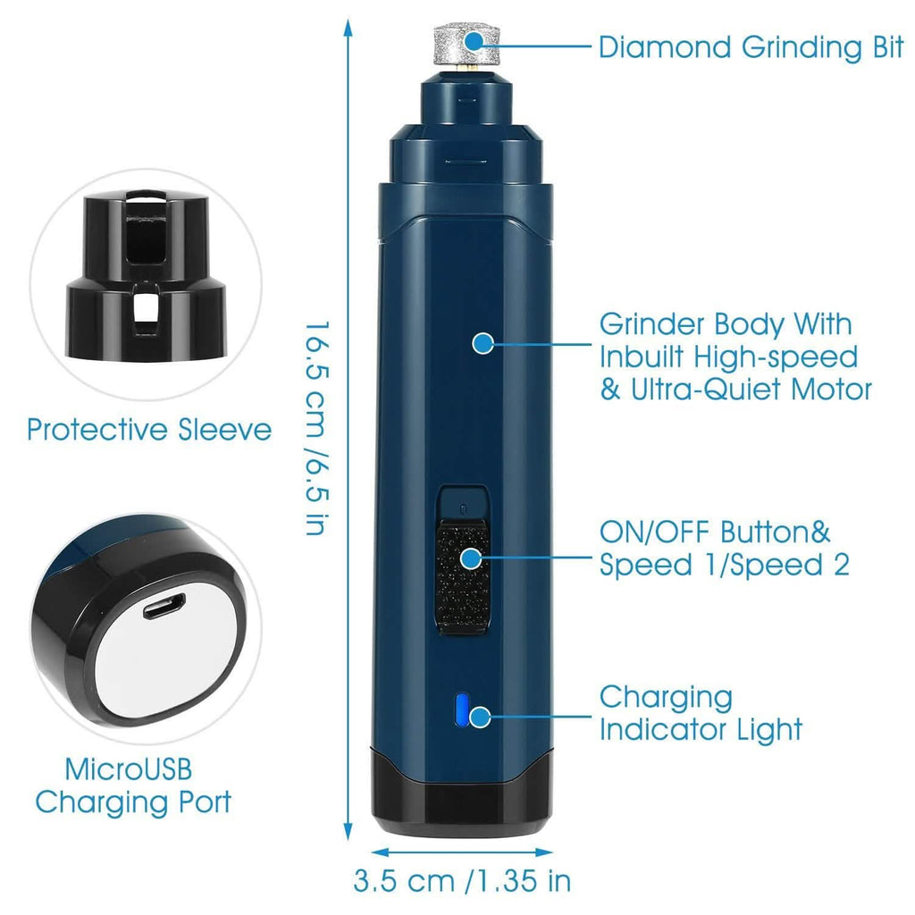 Dog Nail Grinder 2 Speeds Quiet USB Rechargeable