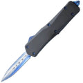 Double Edge Damascus Automatic OTF Knife with Belt Clip