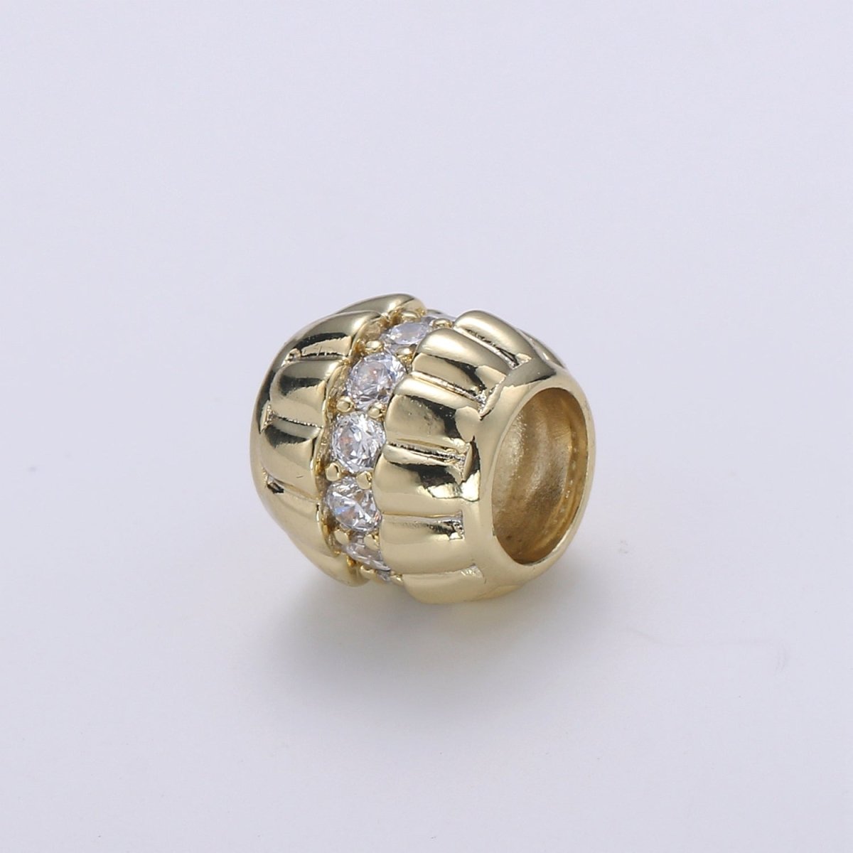 Double Golden Bottle Cap Beads with CZ Crystal Mini Gold Filled Casual Accessories Making Beads B-358