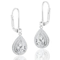 Boucles d'oreilles pendantes poire double halo