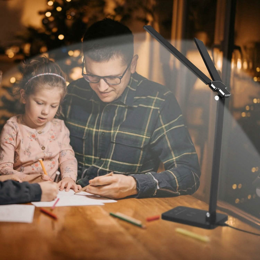 Double Head Desk Lamp with Wireless Charging USB Port