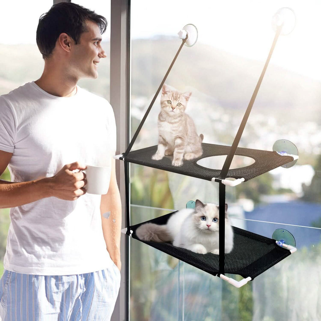 Double Layer Perch Bed Powerful Suction Indoor Window Hammock for Cat