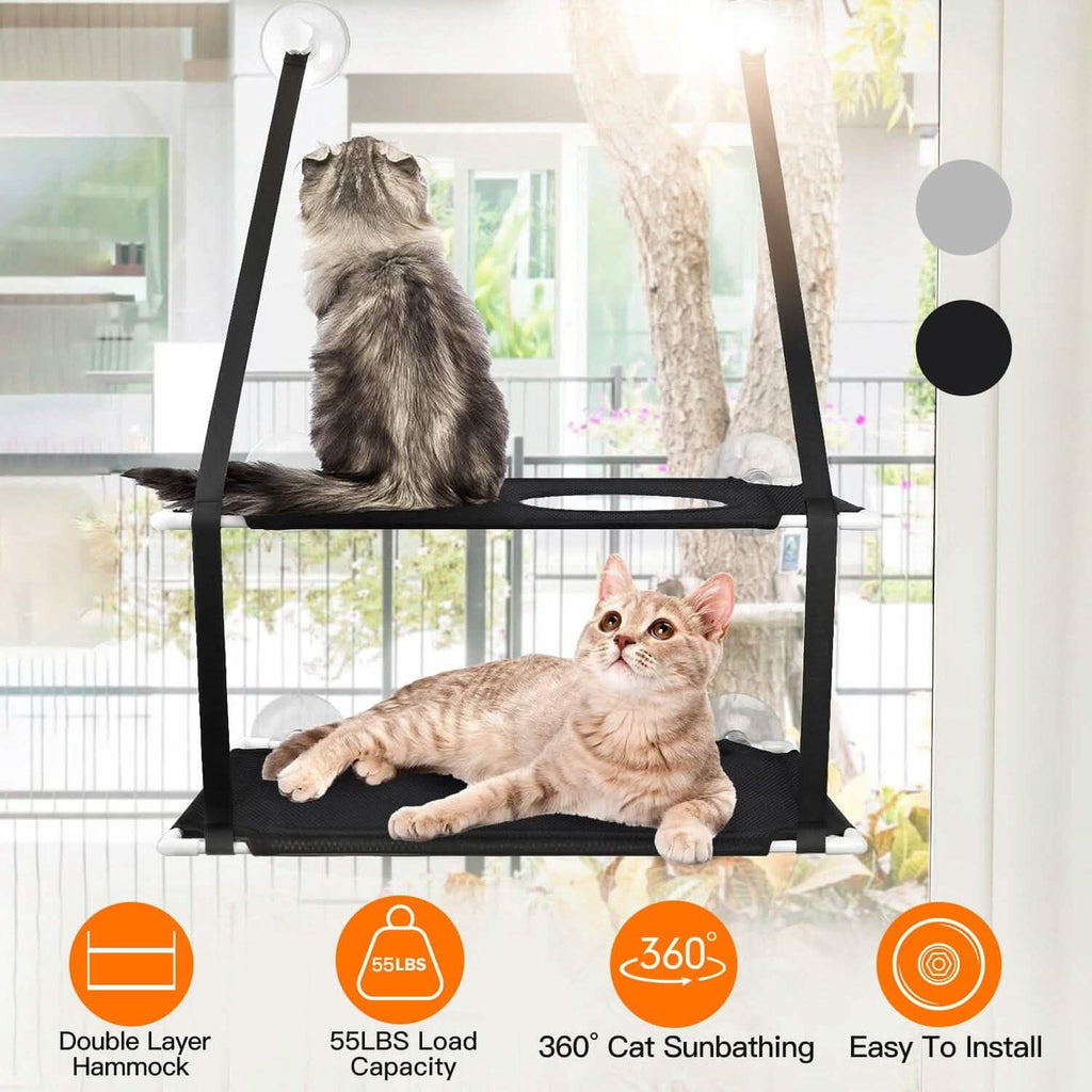 Double Layer Perch Bed Powerful Suction Indoor Window Hammock for Cat