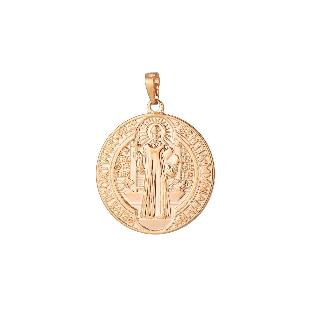 Double Sided Gold Filled Coin Saint Benedict Charm Medallion for Bracelet Necklace Pendant Earring Findings for Jewelry Making H-866  I-756