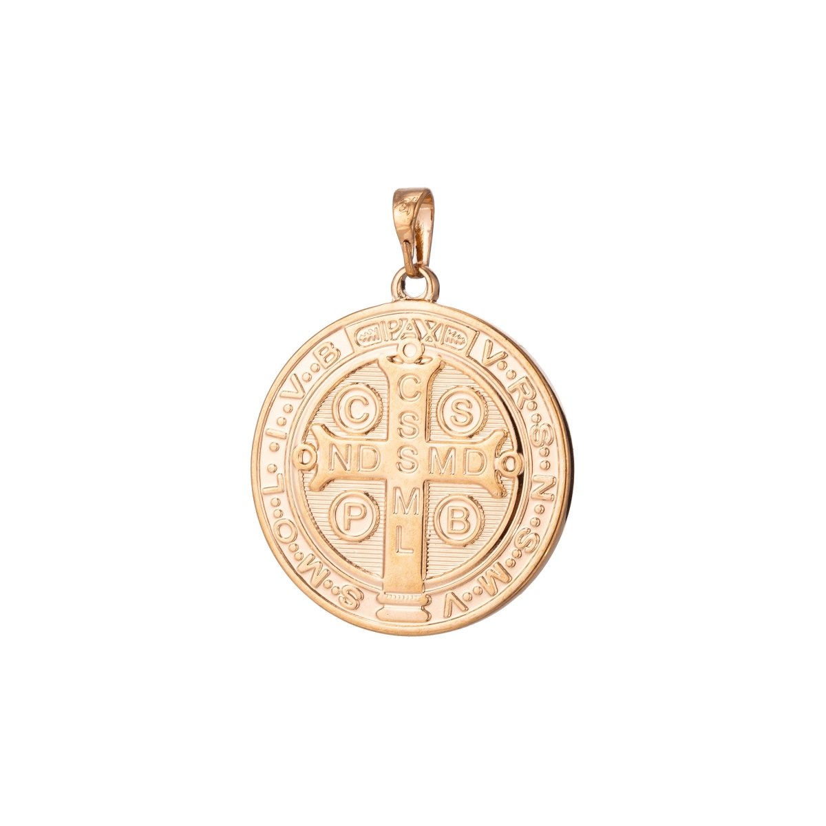Double Sided Gold Filled Coin Saint Benedict Charm Medallion for Bracelet Necklace Pendant Earring Findings for Jewelry Making H-866  I-756