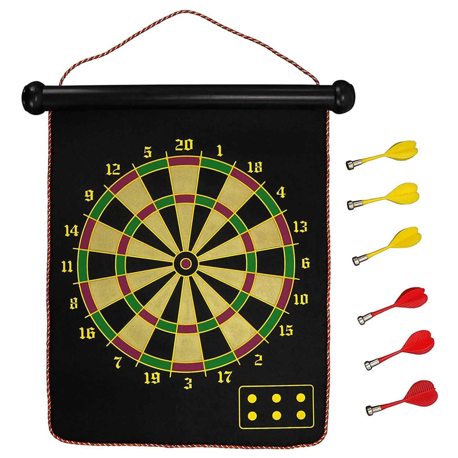 Jeu de fléchettes magnétique et cible double face enroulable