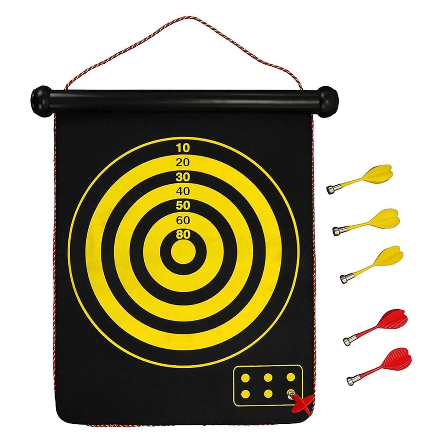 Jeu de fléchettes magnétique et cible double face enroulable