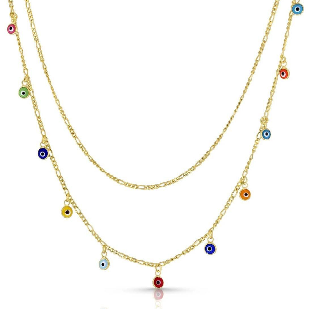 Collier double rang à pampilles Oeil de tigre figaro