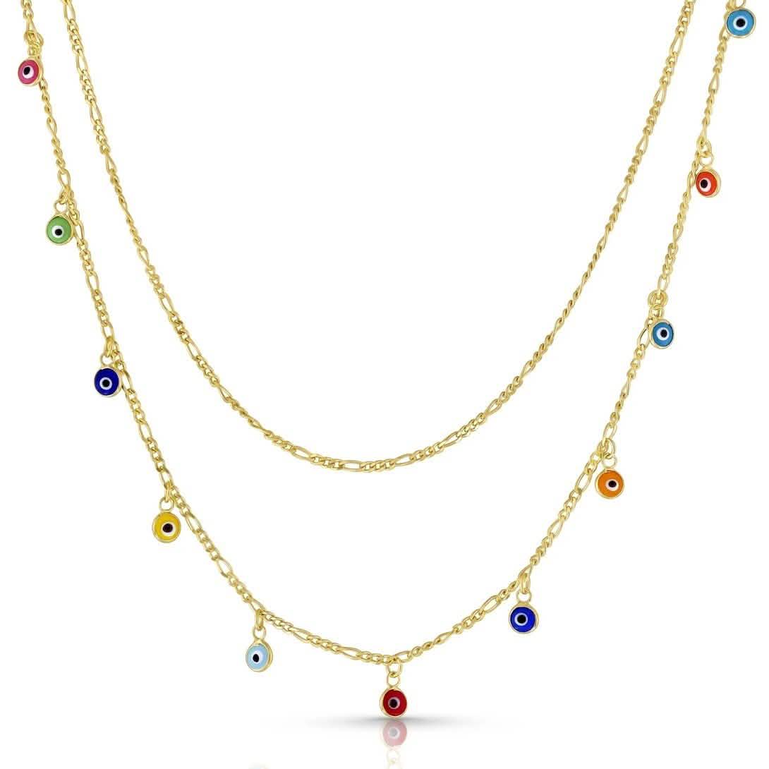 Collier double rang à pampilles Oeil de tigre figaro
