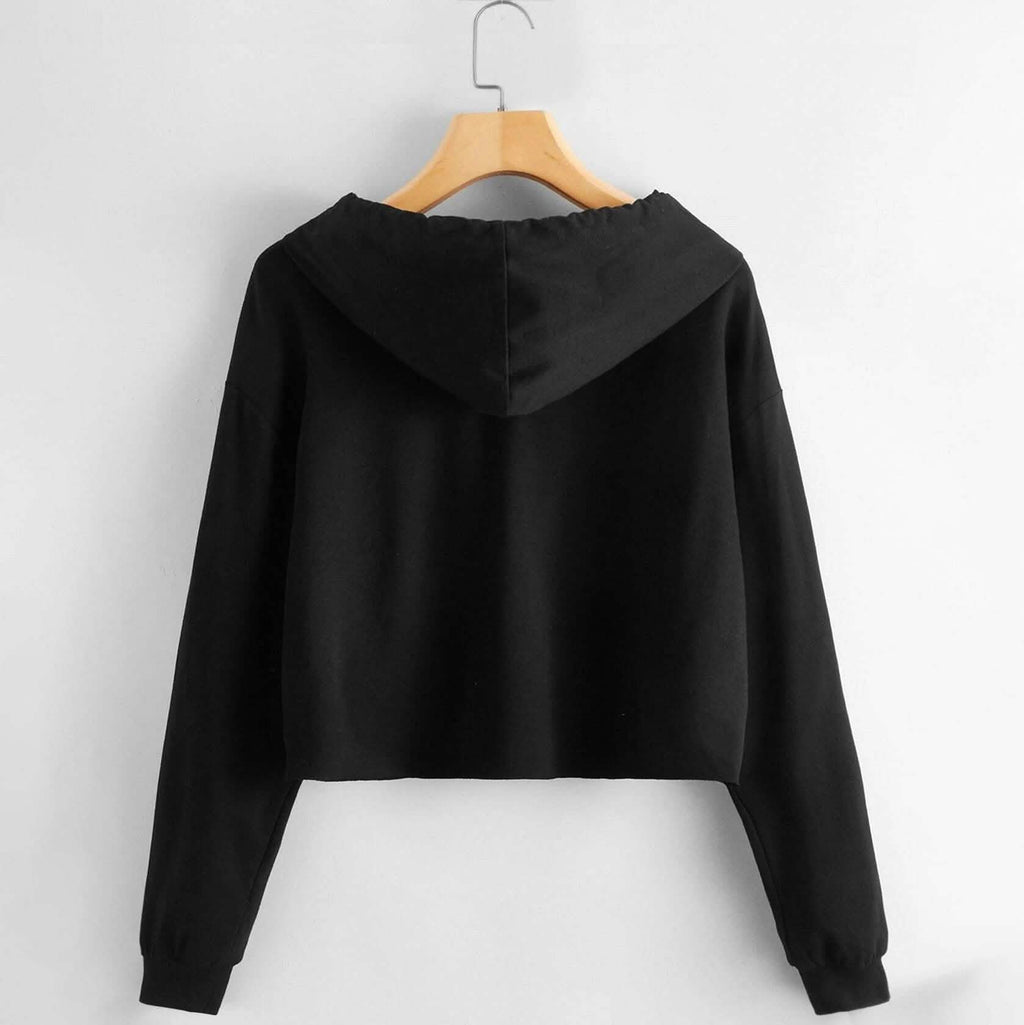 Drop Shoulder Crop Hoodie