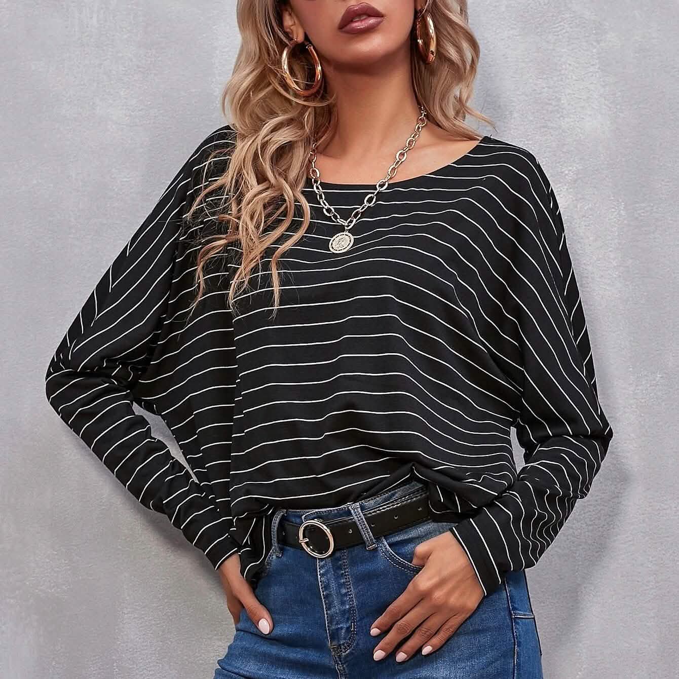 Drop Shoulder Striped Tee