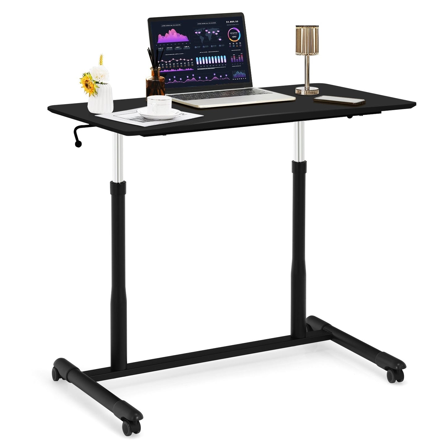 Height Adjustable Computer Desk Sit to Stand Rolling