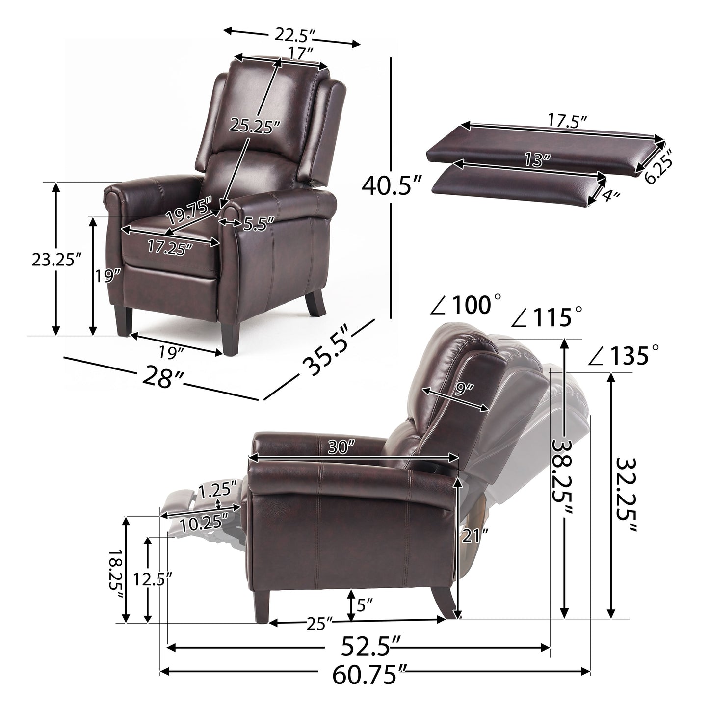 Mid-Century Modern Fabric Recliner Chair