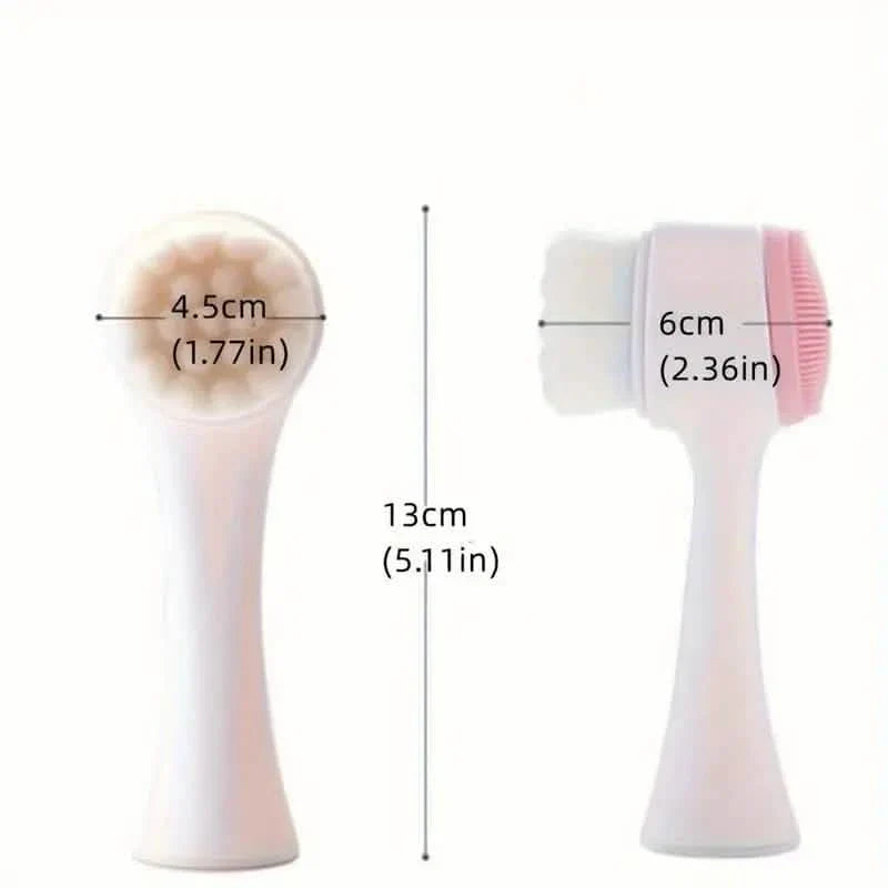 Dual-Sided Face Exfoliating & Deep Pore Cleansing Brush with Soft Bristle & Silicone Facial Scrubber