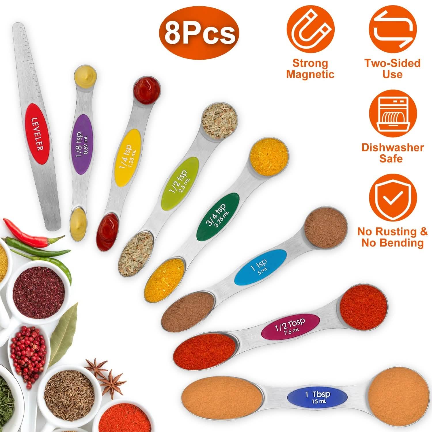 Dual Sided Magnetic Measuring Spoons