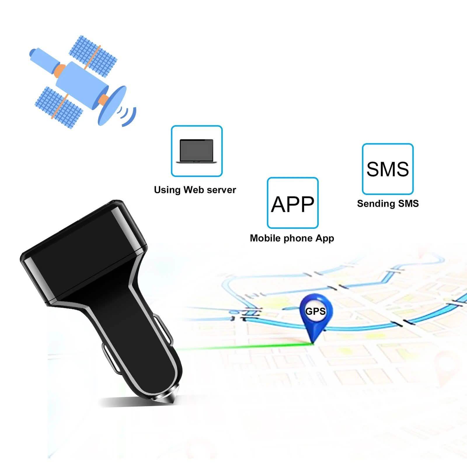 デュアルUSBカーチャージャー GPSトラッカー GSM SIM リアルタイムGPRS車両追跡セキュリティ