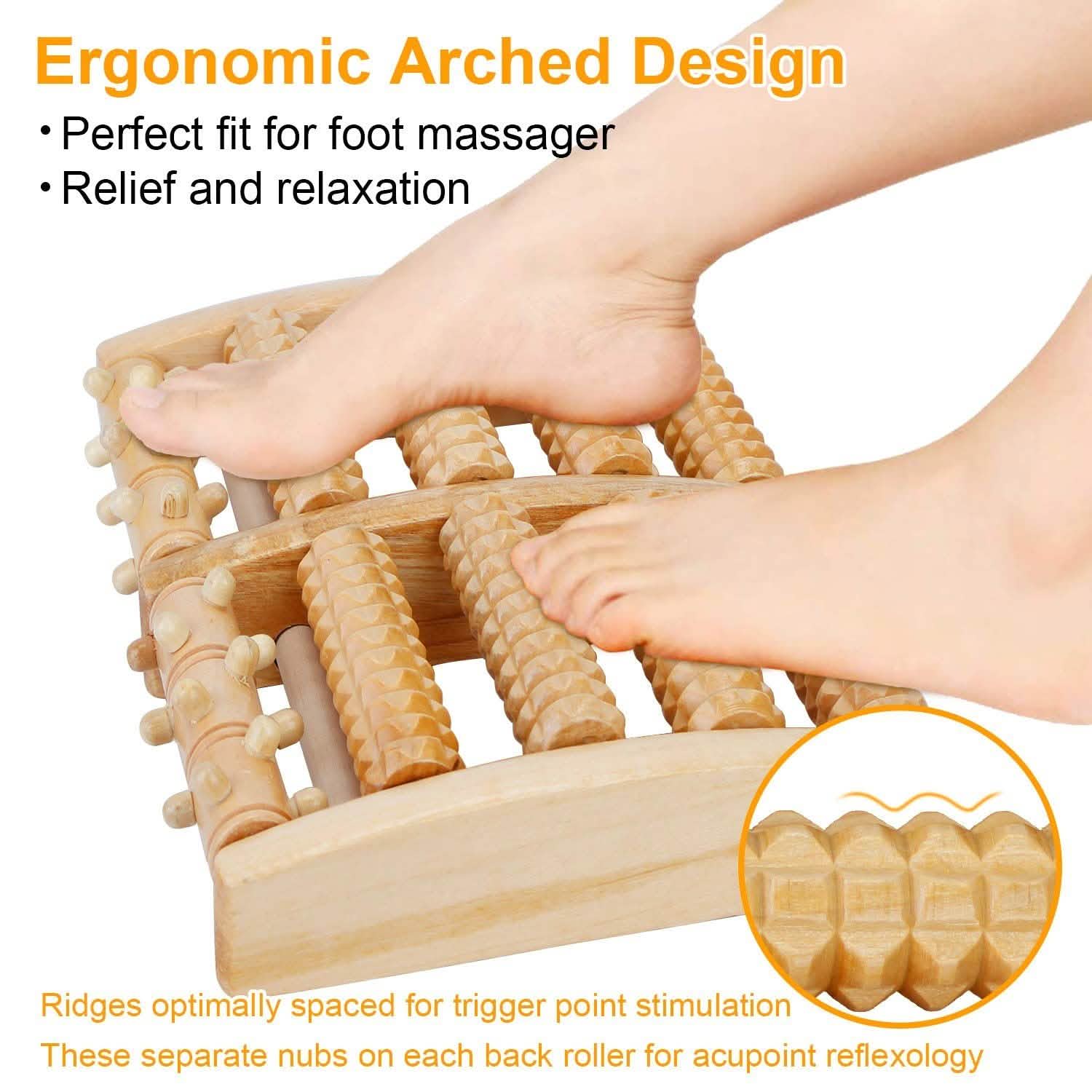 Double Rouleau de Massage en Bois pour les Pieds, Anti-Stress, Acupression