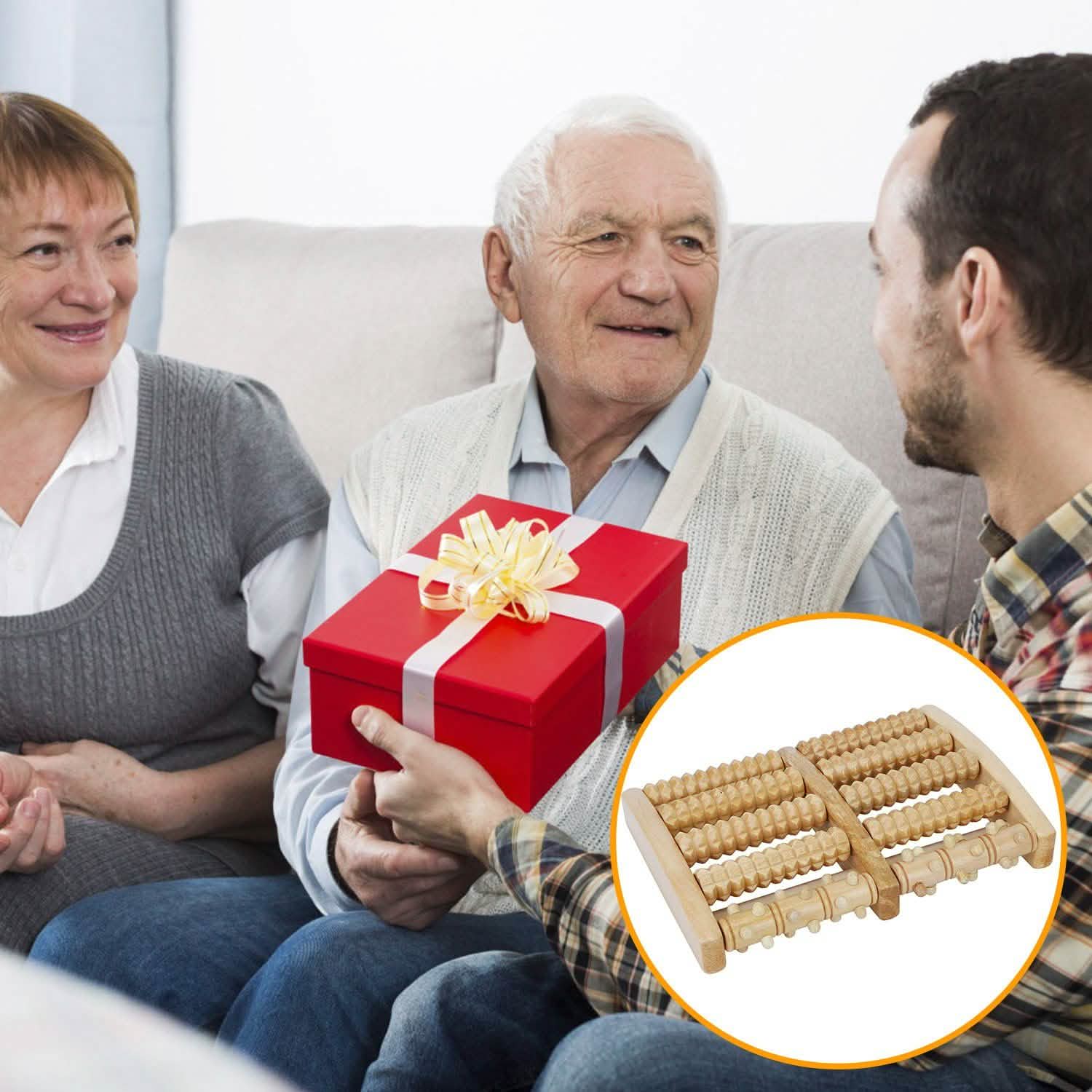 Double Rouleau de Massage en Bois pour les Pieds, Anti-Stress, Acupression