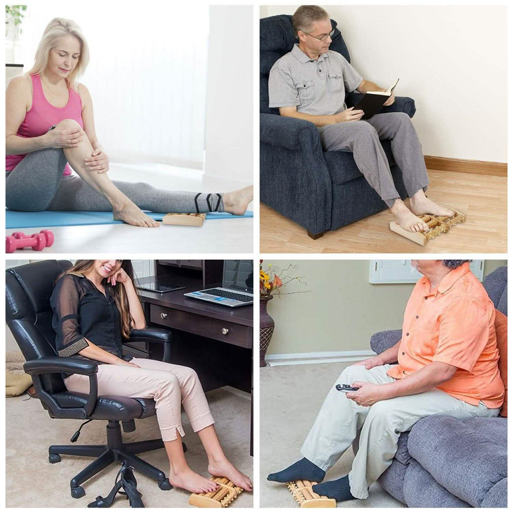 Double Rouleau de Massage en Bois pour les Pieds, Anti-Stress, Acupression