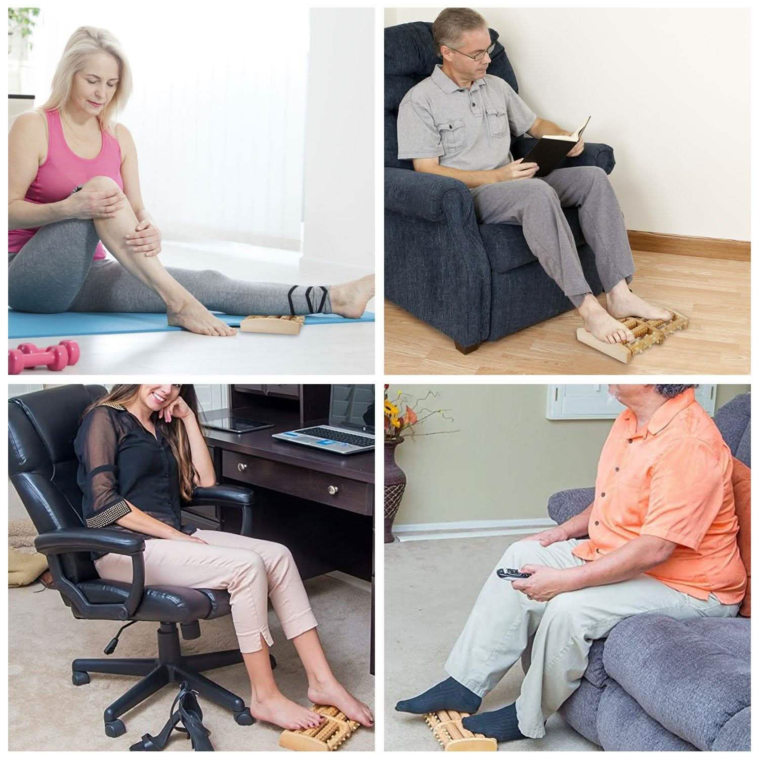 Double Rouleau de Massage en Bois pour les Pieds, Anti-Stress, Acupression