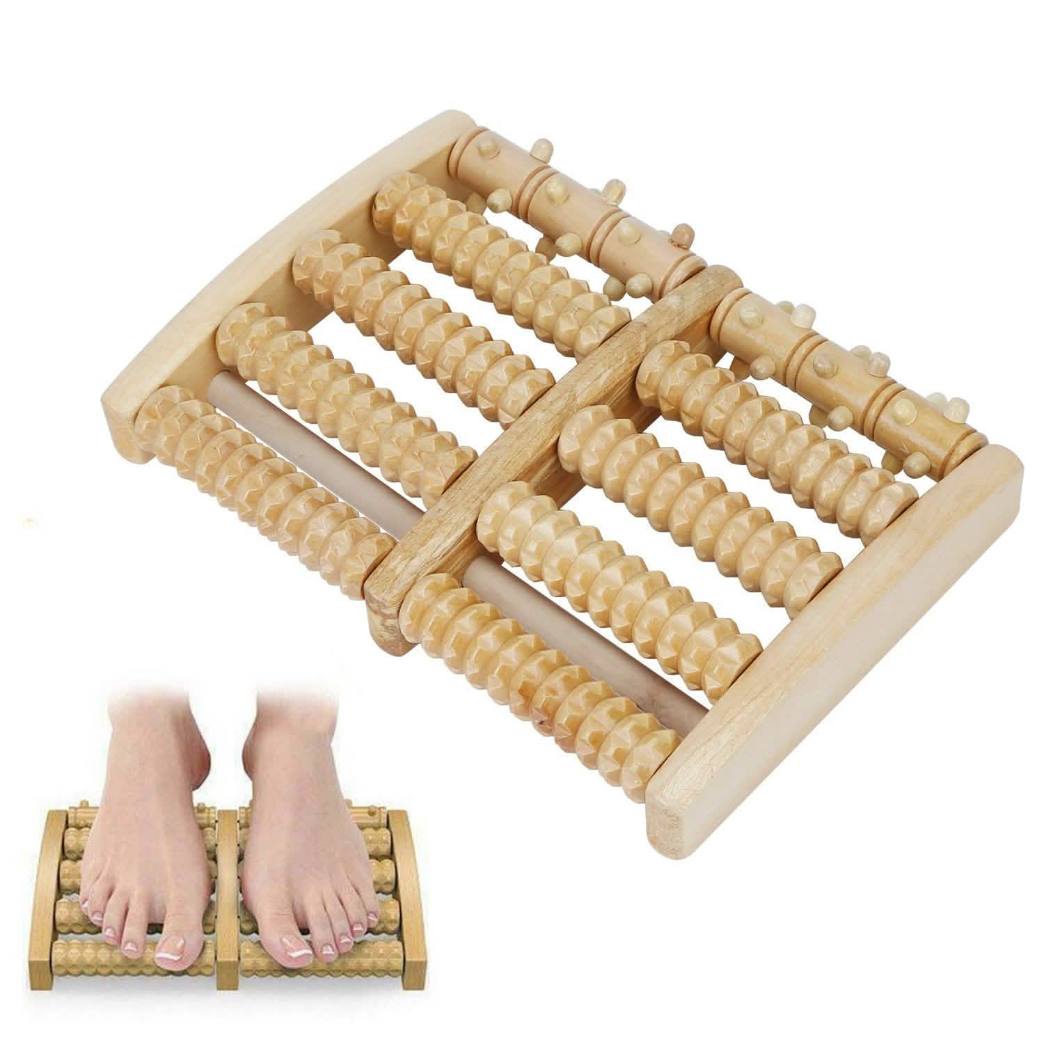 Double Rouleau de Massage en Bois pour les Pieds, Anti-Stress, Acupression