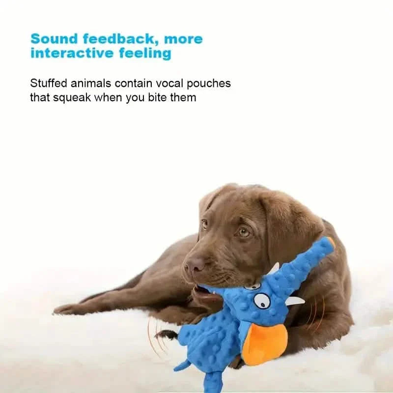 Durable Squeaky Elephant Plush Dog Toy - Bite-Resistant, Teeth Cleaning for All Breeds