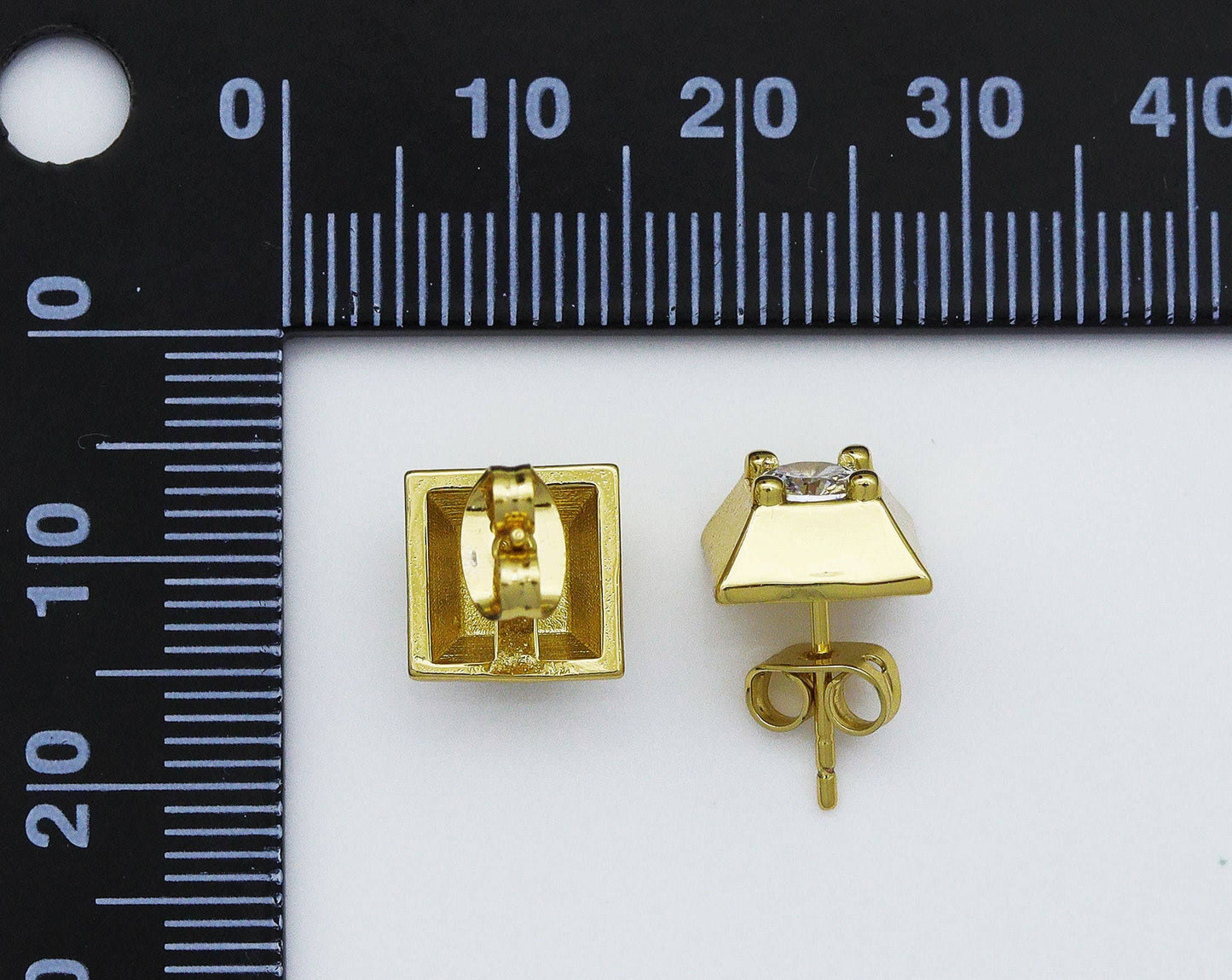 CZ Square Stud Earrings, Sku#B193