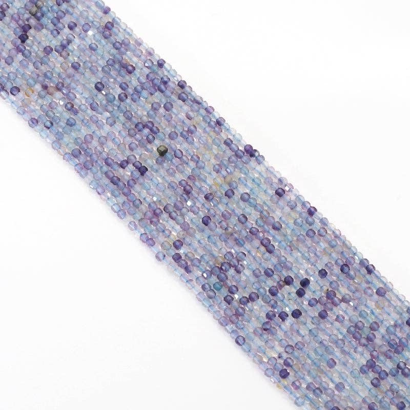 Genuine Fluorite Faceted Cube Beads, 2.5mm, Sku#U1542