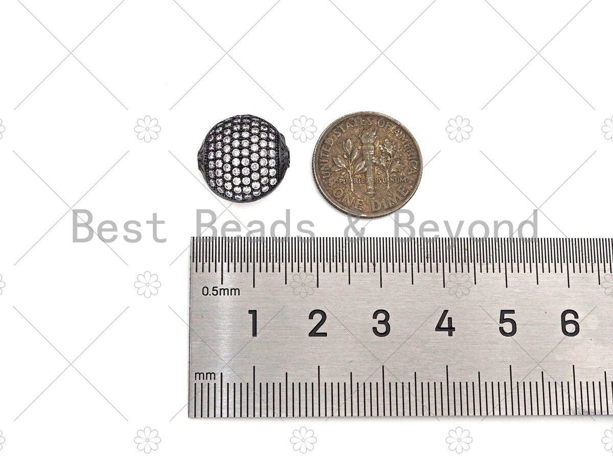 CZ Micro Pave Flat Oval Spacer Beads with Clear CZ for Bracelet/Necklace, Cubic Zirconia Spacer Beads, 15x14mm, Sku#C114