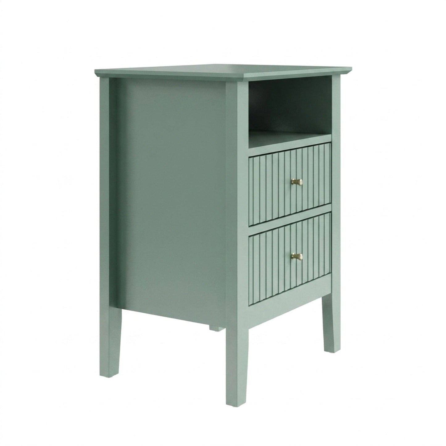 18" Green Fluted Nightstand