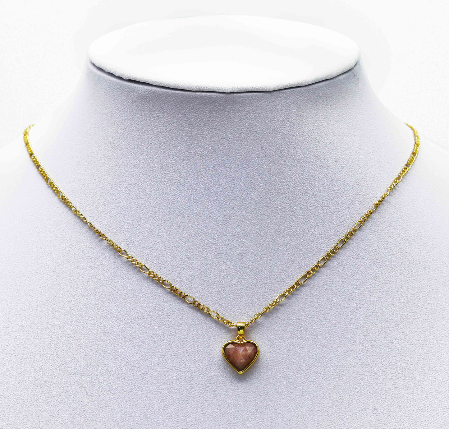 Gold Gemstone Heart Charm, Sku#LY15