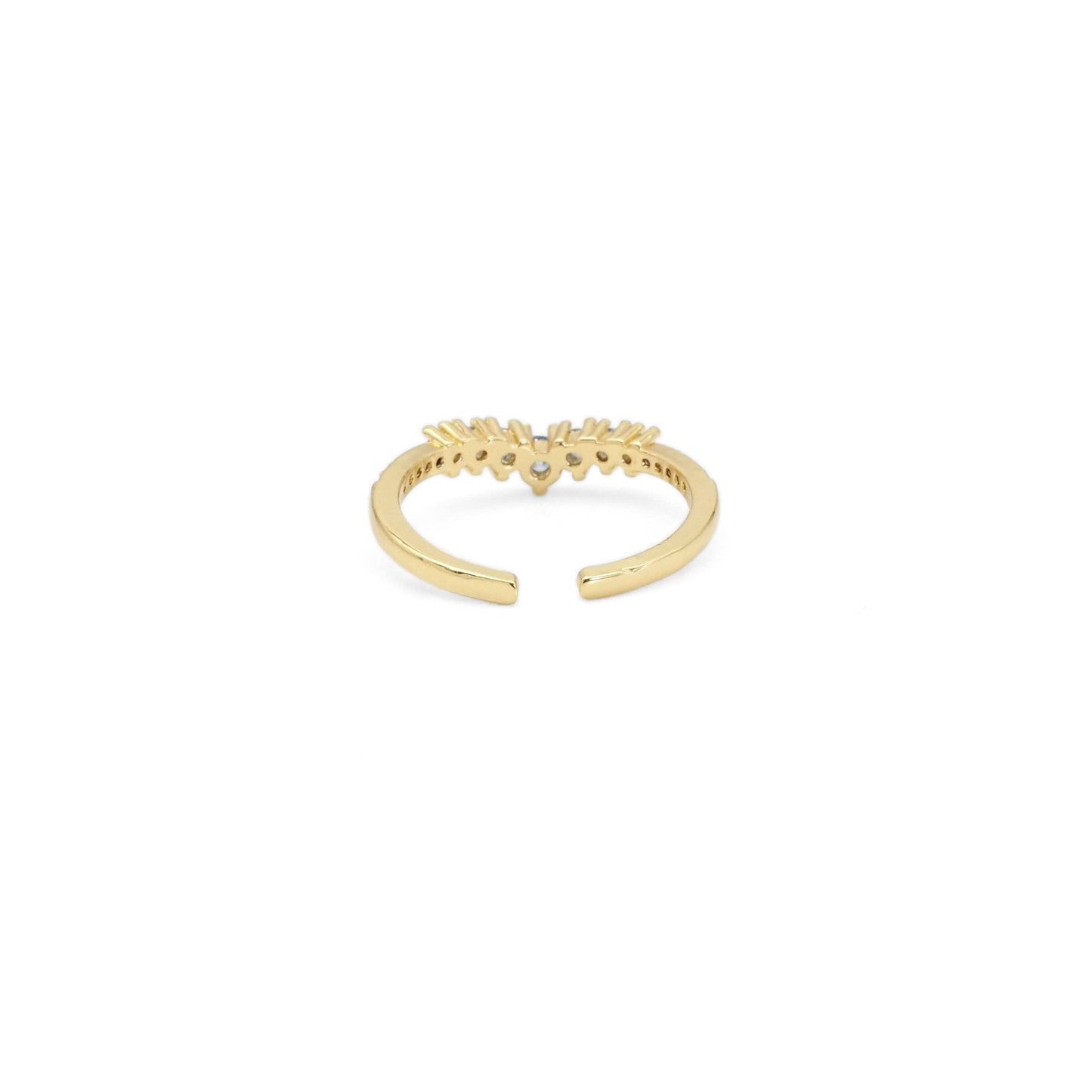 Thin Gold Blue CZ Wave Line Adjustable Ring, Sku#LD463