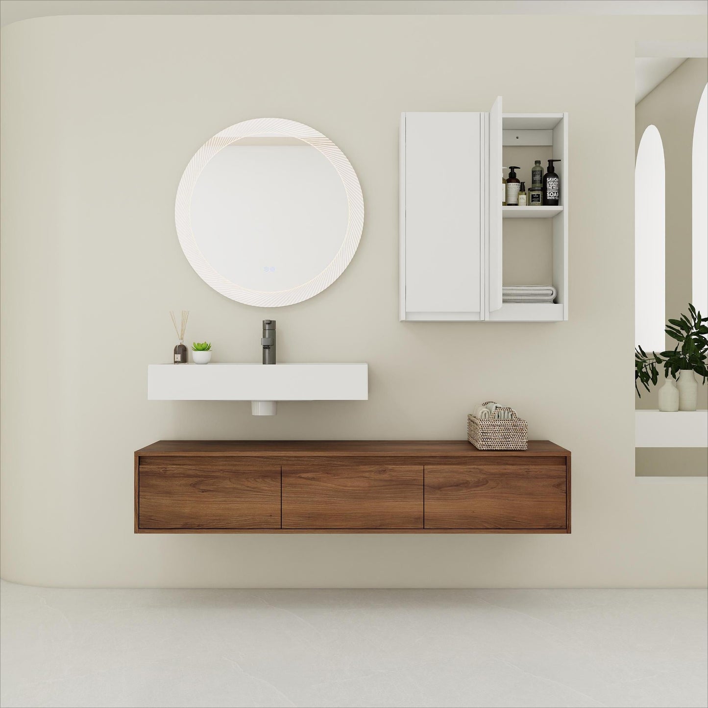 60 Inch Wall-Mounted Bathroom Vanity