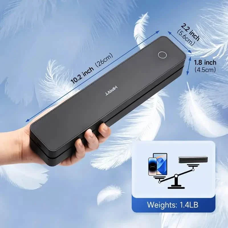 Imprimante thermique portable sans fil – 203 DPI, A4 et Lettre, chargement USB