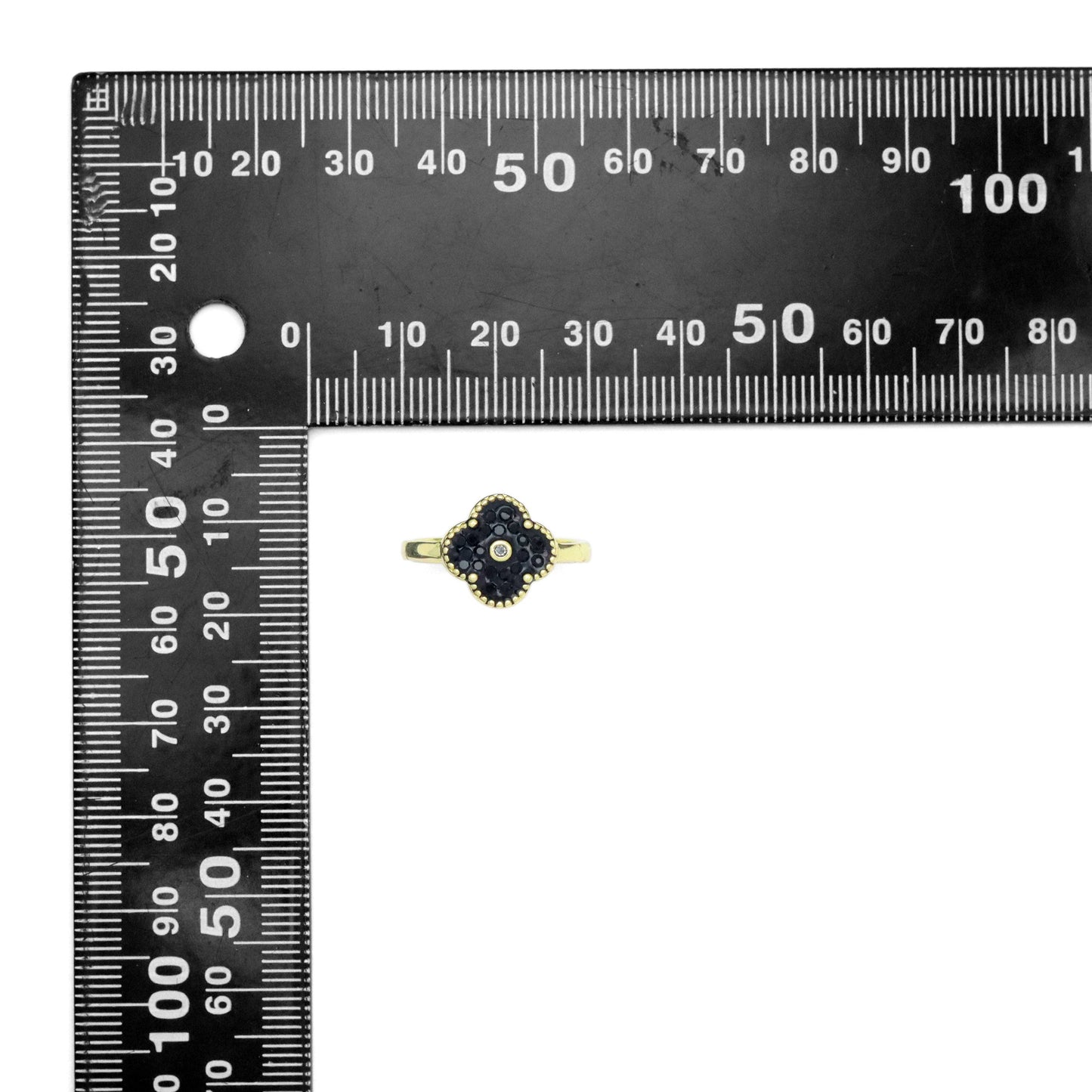 White Black Flower Statement Adjustable Ring, Sku#FH232