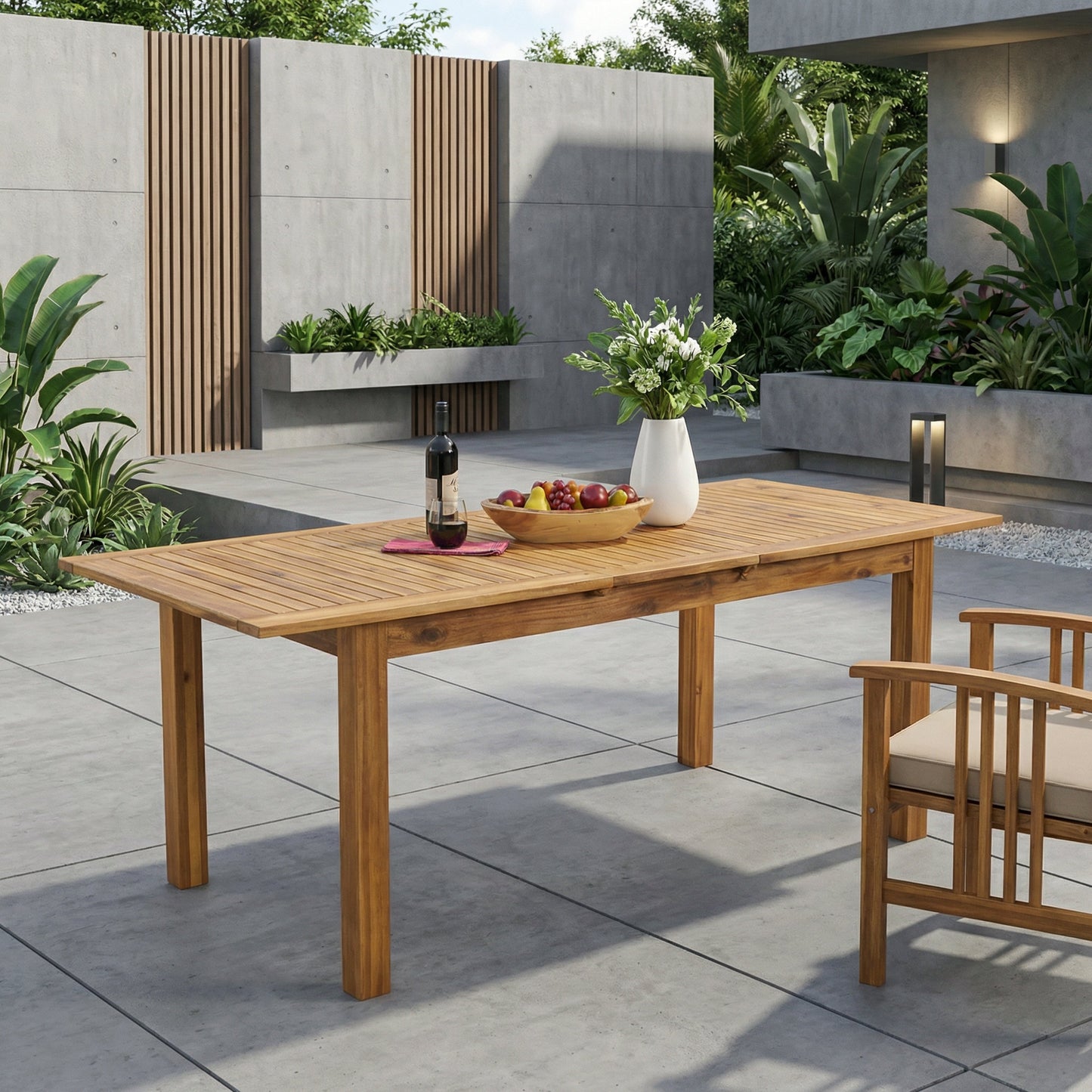 Outdoor Expandable Acacia Wood Dining Table